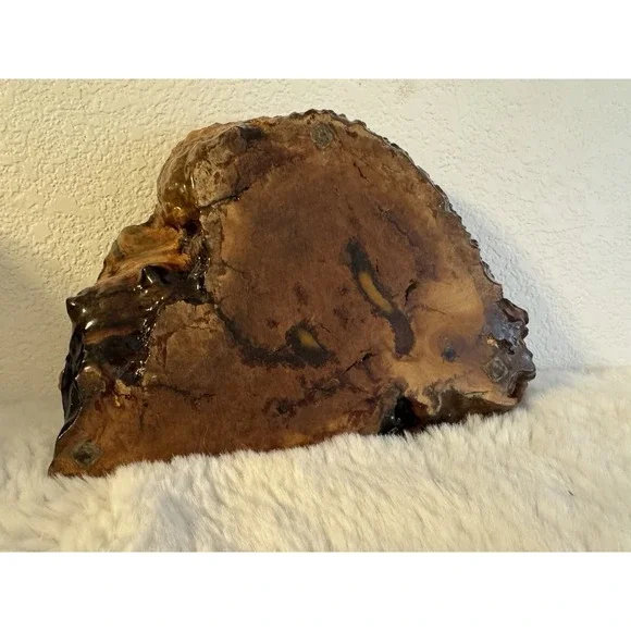 Burl Wood Jewelry Or Trinket Box With Lid Live Edge Deep Color‎ Vintage